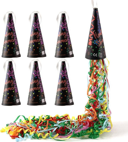 6Pcs Birthday Poppers No Mess Party Poppers Ice Cream Streamers Easy to Clean Handheld Streamers，Ideal for Birthday and Events