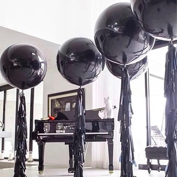 PartyWoo Black Balloons 4 pcs 36 Inch Latex Helium Matte Black Balloons for Baby Shower Birthday Graduation Casino Gaming Anniversary Retirement Pirate Race Car Theme Party Decorations Black-Y18