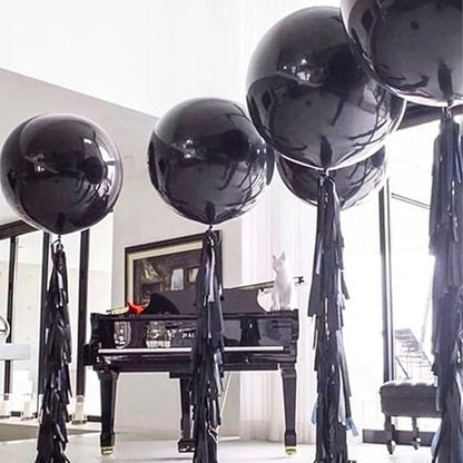 PartyWoo Black Balloons 4 pcs 36 Inch Latex Helium Matte Black Balloons for Baby Shower Birthday Graduation Casino Gaming Anniversary Retirement Pirate Race Car Theme Party Decorations Black-Y18