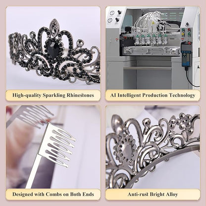 Sparkling Crystal Princess Tiaras for Women Girl Crown Queen Headband Fashion Headpiece for Wedding Birthday Bride Bridal Prom Party Hair Accessories Valentines Mothers Day Gifts