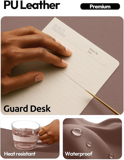 YSAGi Leather Desk Protector, Office Mat, Large Mouse Mat, Non-Slip PU Leather Blotter, Laptop Desk, Waterproof Writing Pad for Office and Home (Chocolate, 35.4" x 17")