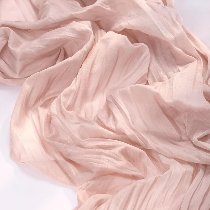 MLMC 8 Pack Pink Table Runner Boho Dusty Pink Cheesecloth Table Runner 10ft Gauze Cheese Cloth Winter Decor 35x120 Inches for Wedding Bridal Baby Shower Birthday Party Decor