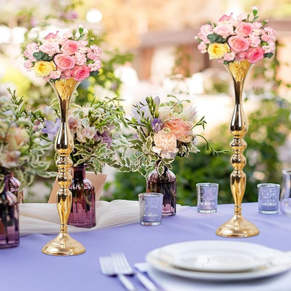 8 Pcs Wedding Flower Stand Metal Flower Centerpieces Stand for Table Hyuetrsa 20 Inch Tall Wedding Flower Vase Centerpieces for Reception Flower Arrangement Candle Holder Party Dinner Home Décor