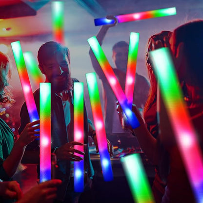 102 PCS Led Foam Sticks, Bulk Glow Sticks with 3 Colors Flashing, Light Up Baton Wands for Kids, Glow Sticks Party Supplies for party, Wedding, Raves, Concert, Camping, Sporting Events
