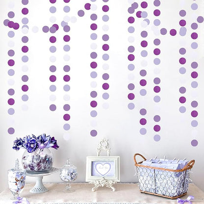 Purple-Lavender White Anniversary Party-Decoration Garland - 52Ft Women Girl Birthday Streamers Baby Bridal Shower Banner Wedding Engagement Bachelorette Graduation Lasting Surprise