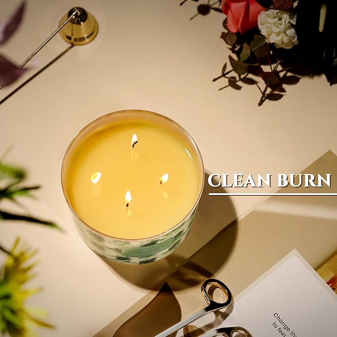 HomeLights 4-Wick Candles for Home Scented - 18oz Soy Wax Blend Candle Long-Lasting Fragrance, Scandinavian Minimalist Design Home Decor and Housewarming Gifts, Coconut Island