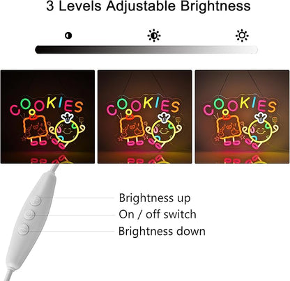 Cookies Neon Sign, Neon Lights Hanging Wall Art Decoration for Store Retail Shop Market Mall Grocery Bakeries Cafés Celebration Home Decor, USB Powered Ultra Bright Dimmable, 15.75×11.8inches