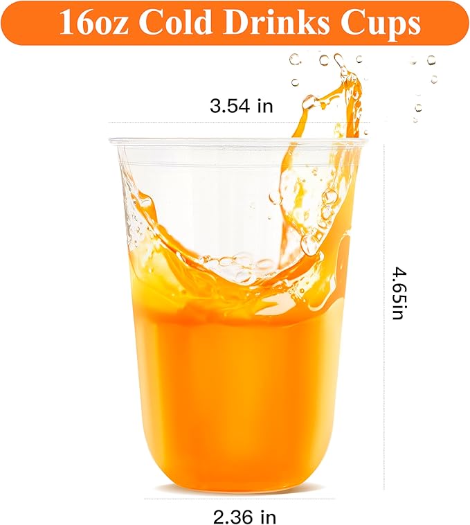WELLIFE 16 oz Clear Plastic Cups, 50 Pcs Disposable Wine Glasses Stemless Cocktail Punch Cups for Cold Drinking Party Supplies, Halloween, Thanksgiving Day