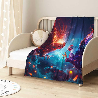 Firmiso Chicken Blanket for Women and Men, Rooster Home Decor for Living and Bed Room, Soft Lightweight Fleece Gift for Adults, 40×50 Inches