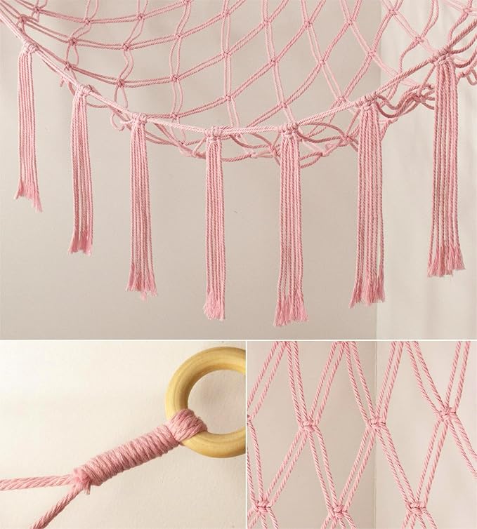 Stuffed Animal Storage Hammock Net - Toy Hammock Net for Stuffed Animals Corner - Hanging Stuff Animal Organizer Holder Large Pink Baby Nursery Room Decor