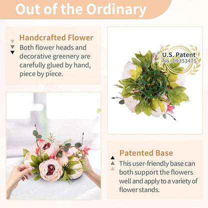 NUPTIO Flower Ball Arrangement Bouquet: 10 Pcs 9.4 inch Diam Light Pink Faux Peony Flowers Balls for Wedding Centerpiece Decorations Fake Peonies Artificial Flower Centerpieces for Tables