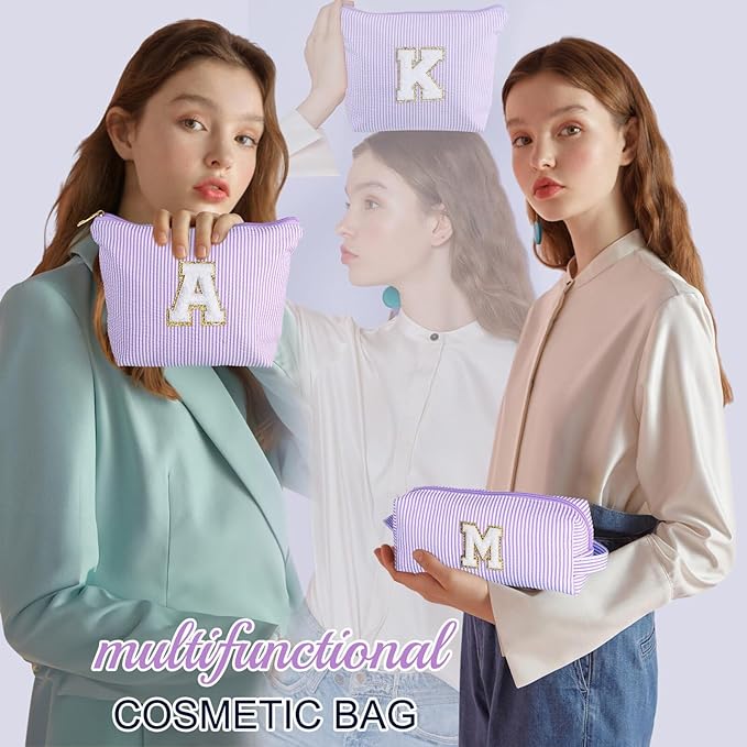 YOOLIFE Christmas Gifts for Teenage Girls Stocking Stuffers for Teen Girl Initial Makeup Bag | Cosmetic Toiletry Bag | Birthday Gift for 9 10 11 12 13 Years Old | Teen Girl Gifts Trendy Stuff Purple S