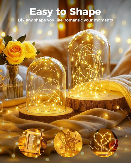 btfarm 3 Pack Fairy Lights Battery Operated, 7FT 20 LED Mini String Lights Waterproof Silver Wire for Mason Jars Centerpiece Table Crafts Bedroom Christmas Decoration, Warm White