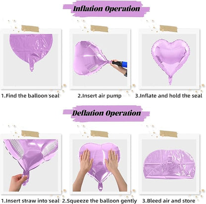 Purple Foil Heart Balloons, 12Pcs Lavender Purple Heart Shape Mylar Balloons, 18 Inch Light Purple Helium Heart Balloons for Girls Women Birthday Wedding Baby Shower Valentines Anniversary