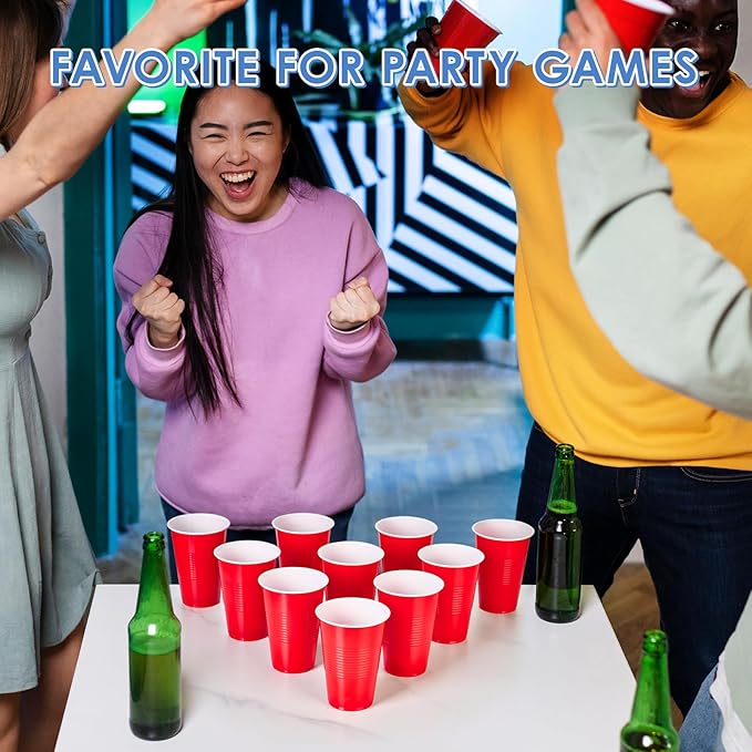 Lilymicky 240 Pack 16 oz Disposable Plastic Cups, Red Party Plastic Cups for Parties, Picnics and BBQ