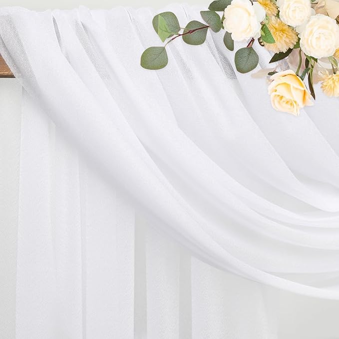 Wokceer Wedding Arch Draping Fabric 28.7" x 20FT White Drapes Sheer Fabric Backdrop Arch Draping Fabrics for Wedding Ceremony Birthday Party