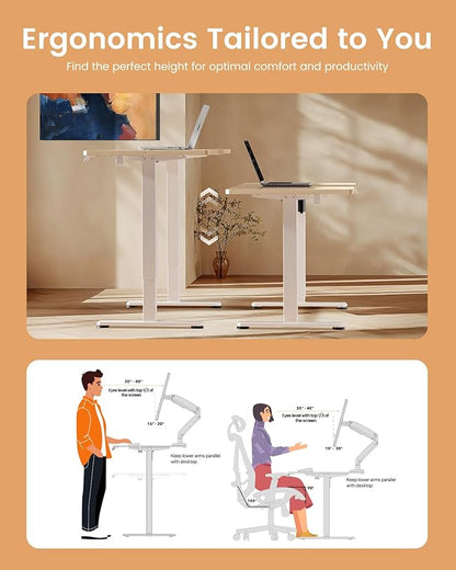 ErGear Height Adjustable Electric Standing Desk, 63 x 28 Inches Sit Stand up Desk, Memory Computer Home Office Desk, Natural