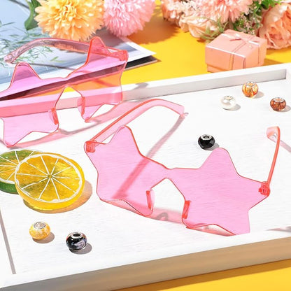 Cindeer 40 Pairs Rimless Star Shape Sunglasses Colorful Transparent Sunglasses Pentagram Glasses for Party