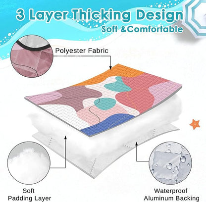 Waterproof Picnic Outdoor Blanket, 79" x 59" Sandproof Foldable Large Picnic Blanket for Beach, Camping, Park, Travel, Concert, Great Gift for Families and Couples (Pink Geometry)