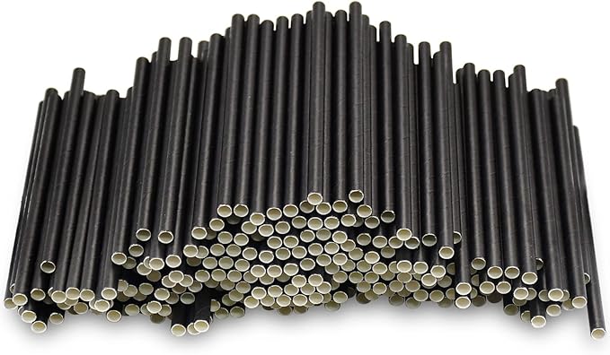 Short Paper Straws Bulk 5.5 inch - 500 ct. Disposable Black Paper Drinking Straw, Sip Stirrers for Cocktail, Coffee and Short Drinks