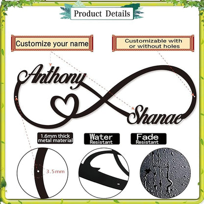 Personalized Infinity Symbol, Metal Love Sign, Custom Family Name Established Date, Metal Wall Art Decor, Valentine'S Day Gift For Her, Personalized Anniversary Wedding Engagement Gift For Couple