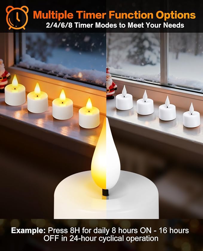 YAUNGEL 12 Pcs Rechargeable Tea Lights with Remote Timer and Charging Base, LED Flickering Flameless Tealight Candles Battery Operated for Halloween Christmas Wedding Home Decor