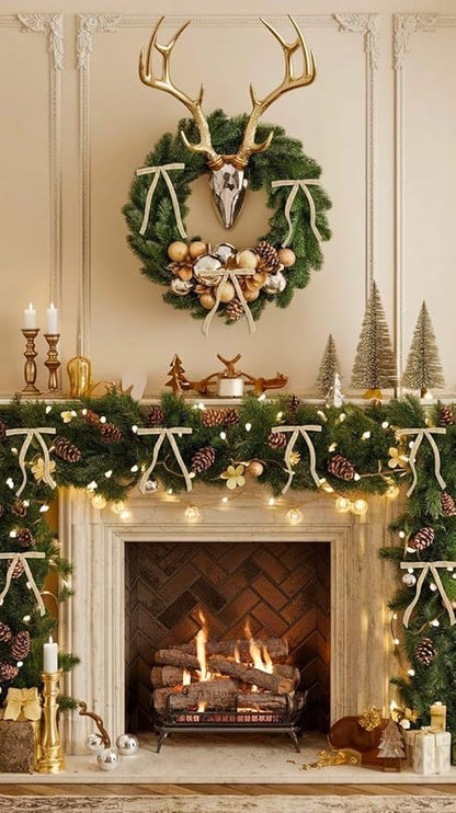 SIMISI RIBBON 24 Pcs Champagne Velvet Christmas Tree Bows Door Garland Decor Vintage Wreath Bow (3/8'' Wide, 5 * 7 inch)