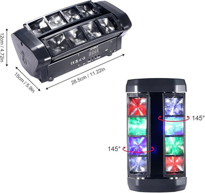 LED Mini Spider Moving Head Light 8x5W Beam Stage Lights RGBW Sound Activated DMX-512 Control for DJ Party Bar Disco Show Wedding Event Stage Lighting