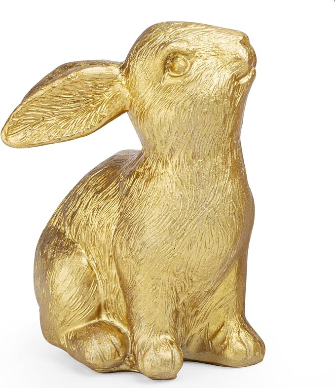 MAIBAOTA Golden Polyresin Bunny Decor Easter Decoration for Home Spring Decoration for Home Table Decor Rabbit Figurines