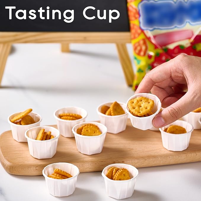 LITOPAK 500 Pack 1 oz Paper Souffle Cups, Disposable Paper Medicine Cups for Tasting Pills, Food Dessert, and Condiments