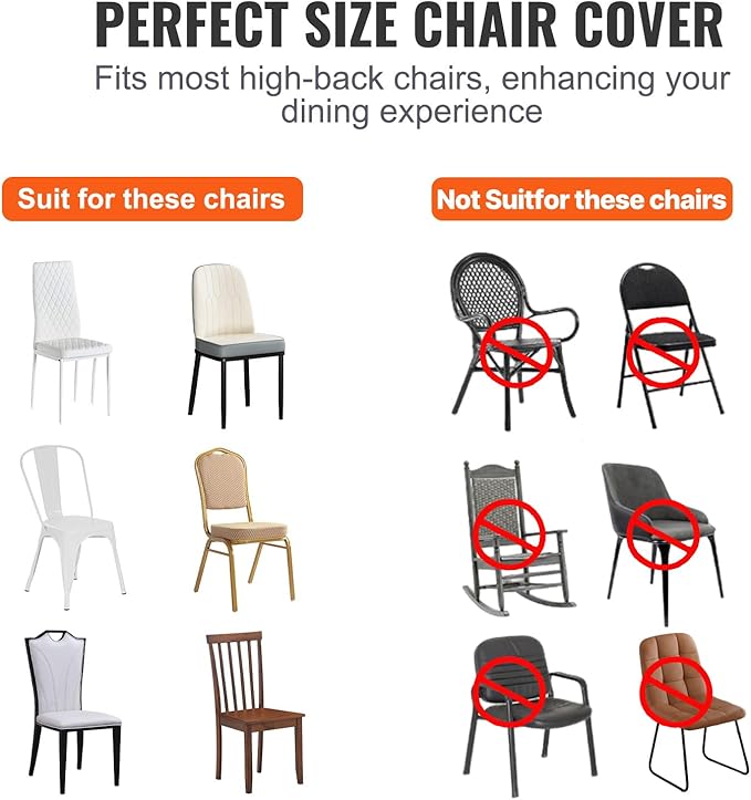 VEVOR 30 Pcs Flat-Front Chair Covers Polyester Spandex Chair Cover Stretch Slipcovers, Wedding, Holiday, Banquet, Party, Celebration, Dining, Black