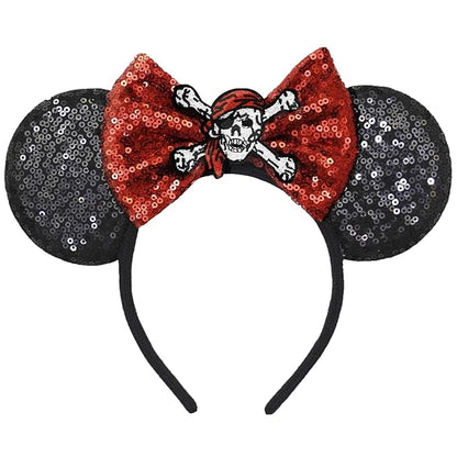ASAHEL Mouse Ears Headbands Fashion Shiny Bows Mice Ears Halloween Parties Themed Events (Black1, Onesize)