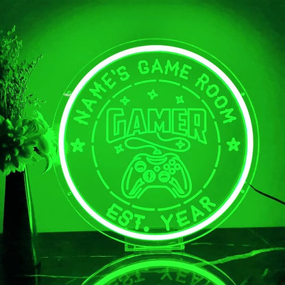 Personalized Game Room Neon Sign Custom Name Gamer Neon Light Wall Decor 3D Art Dimmable LED Game Controller Signs Light Gamer Gift for Men Teen Gaming Room Man Cave Bedroom Decor