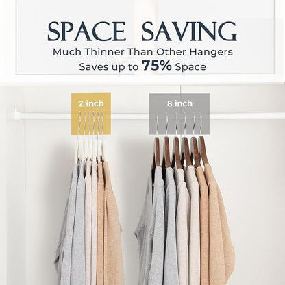 HOUSE DAY Ivory Velvet Hangers 40 Pack, Non Slip Clothes Felt Hanger Heavy Duty for Coat, Premium Slim Space Saving Suit Hangers for Closet Organizer, 360° Rotating Silver Hook