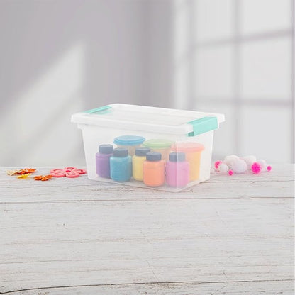 Sterilite 8-Pack Clip Box, Stackable Clear Plastic Bins with Latching Lids, Medium - Writing, Arts or Crafts Supplies Storage Containers for Home, Office, Classroom and Workshop Organization