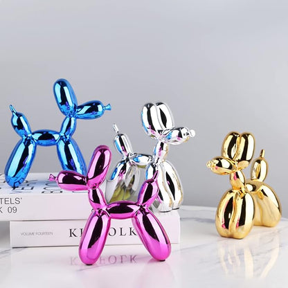 Silver Balloon Dog - Animal & Modern Sculpture Decor for Bedroom, Office & Preppy Room