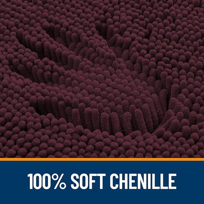 OLANLY Bathroom Rugs 44x24, Extra Soft Absorbent Chenille Bath Rugs, Rubber Backing Quick Dry, Machine Washable Bath Mats for Bathroom Floor, Tub and Shower, Home Decor Accessories, Black Cherry