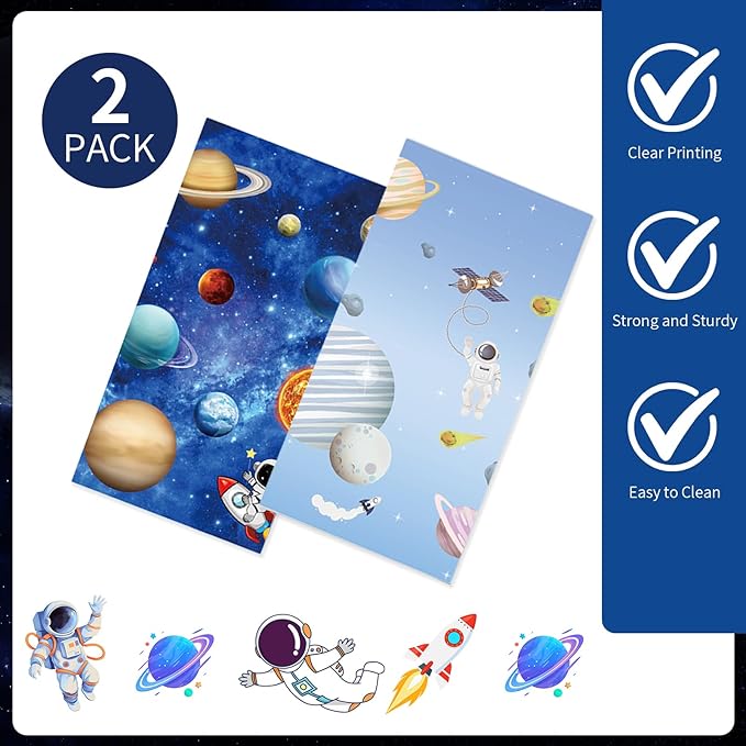 2 Pack Space Tablecloth Plastic 54 X 108inch, First Trip Around The Sun Decorations Table Cloth Disposable Outer Space Table Covers for Kids Birthday Baby Shower Party Supplies
