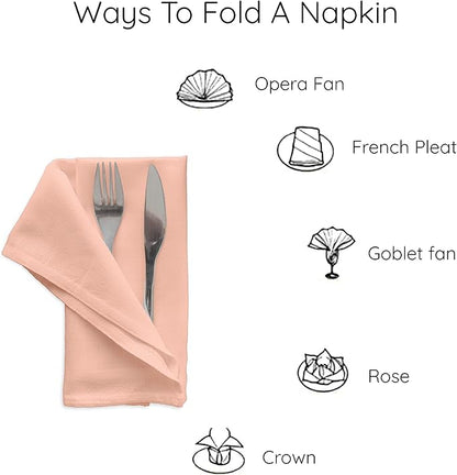 Encasa XO Peach Cloth Napkins Set of 12, 17"x17" | Solid Color Cotton Dinner Napkins | Washable & Reusable Napkins for Dining Table Fall Decoration, Holiday & Christmas Festivals