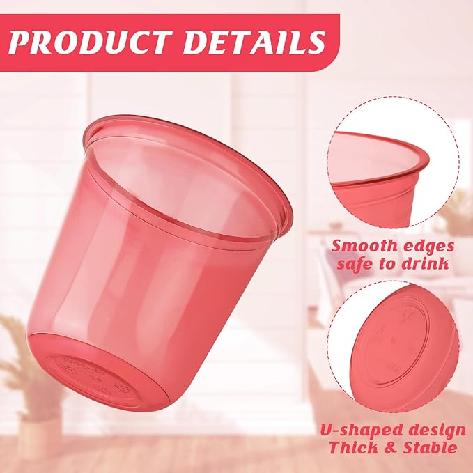 50pcs 12oz Disposable Stemless Glasses,PET Disposable Drinking Cups,Cold Party Clear Plastic Wine Glasses for Parties Birthday,Wedding,Meeting,Christmas Party Supplies. (Red)