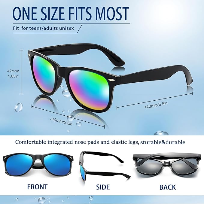 Pibupibu 10/20 Packs Adults Wholesale Neon Colors Square Retro Style Party Favors Sunglasses
