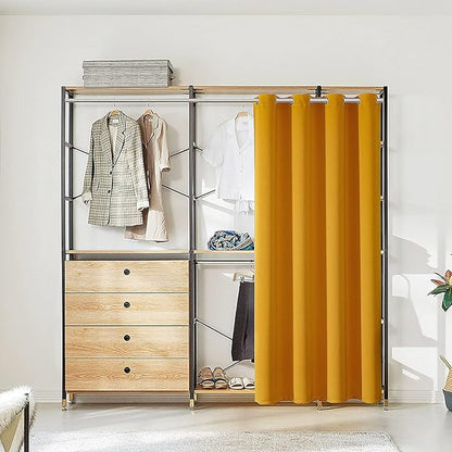 ChrisDowa Blackout Door Curtain for Doorway Privacy, Grommet Closet Curtain for bedroom closet door, Thermal Insulated Temporary Door Cover Room Divider Drapery (1 Panel, Mustard Yellow, 34 x 80 Inch)