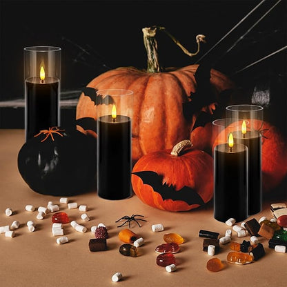 24-Pack Black Flameless LED Candles for Daily Home & Christmas Decor - Realistic Flickering Black Acrylic Pillars with Remote Timer, Perfect for Dining Table, Bedroom, Winter Mantel, Weddings