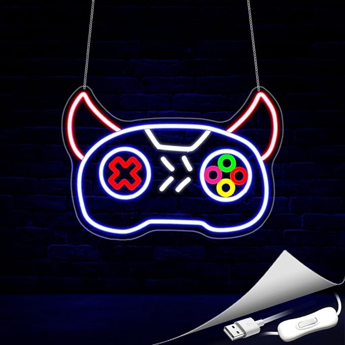 Game Neon Sign, Neon Signs for Wall Decor LED Gaming Room Light Up Signs Home Decor for Bedroom Club Party Bar Shop USB Operated