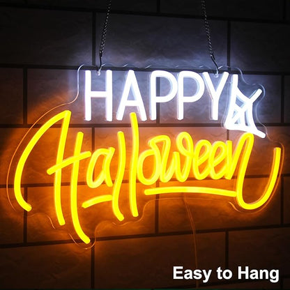 Neon Sign LED Lights - Spider Web Neon Light Signs for Spooky Wall Decor - Halloween House Party Restaurant Decor
