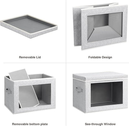 Storage Bins with Lids, 6 Pack Large Storage Cubes with Window, Closet Bins with Lids & Handles, Fabric Box for Organizing Clothes, Towels, Books, Blended