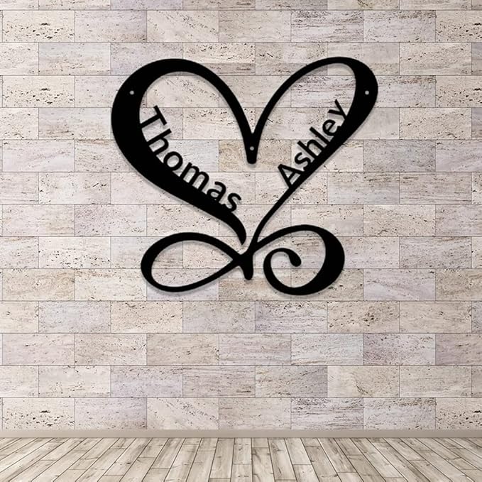Custom Infinity Metal Sign, Infinity Heart Metal Wall Art, Personalized Infinity Metal Name Sign, Family Wall Decor, Infinity Decor, Anniversary, Wedding Gifts, Infinity Sign Metal Art, Wall Décor