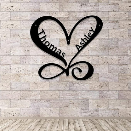 Custom Infinity Metal Sign, Infinity Heart Metal Wall Art, Personalized Infinity Metal Name Sign, Family Wall Decor, Infinity Decor, Anniversary, Wedding Gifts, Infinity Sign Metal Art, Wall Décor