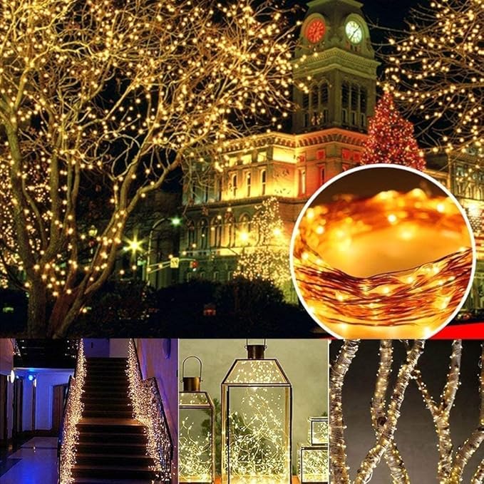 Joomer Fairy String Lights, 2-Pack Total 66FT 200 LEDs Plug in Fairy Lights Indoor Copper Wire String Light DIY for Bedroom, Wedding, Christmas, Indoor Decoration (Warm White, Non-Connectable)