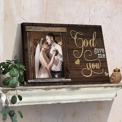 Dem Canvas Personalized Canvas Prints, Custom Photo And Name, God Gave Me You, Wedding Gifts For Couple Anniversary Wedding Engagement Gift For Couples Canvas (24x16)